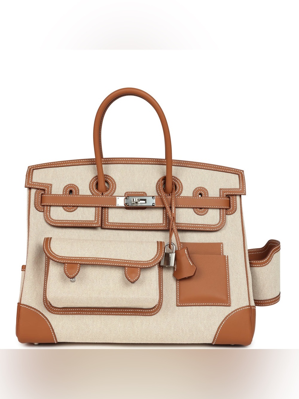 H Birkin Cargo 35 Gold Swift Gold-Ecru Toile H Canvas PHW sold out runway travel - Picture 1 of 14
